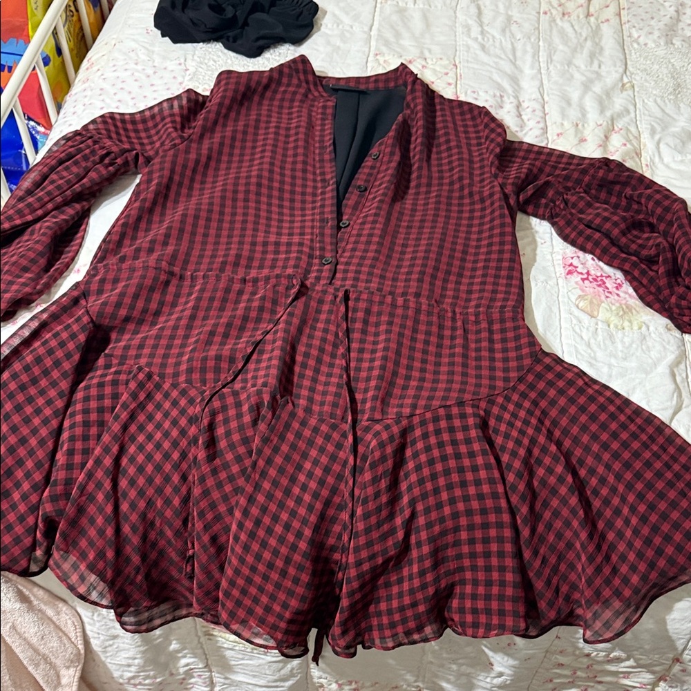 Vici Red and Black Plaid Dress